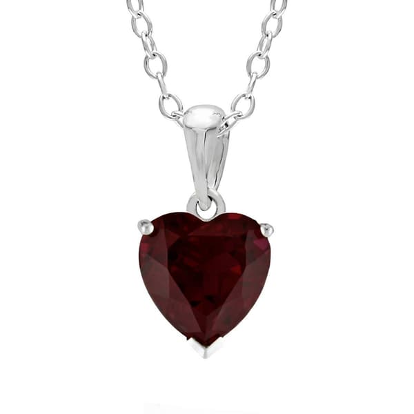 Sterling Silver Garnet Heart Pendant - image 