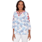 Petite Alfred Dunner Port Side Coastal Embroidered Blouse - image 2
