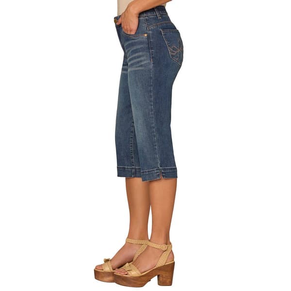 Womens Democracy “Ab”solution® Embroidered Bow Pocket Capri Jeans