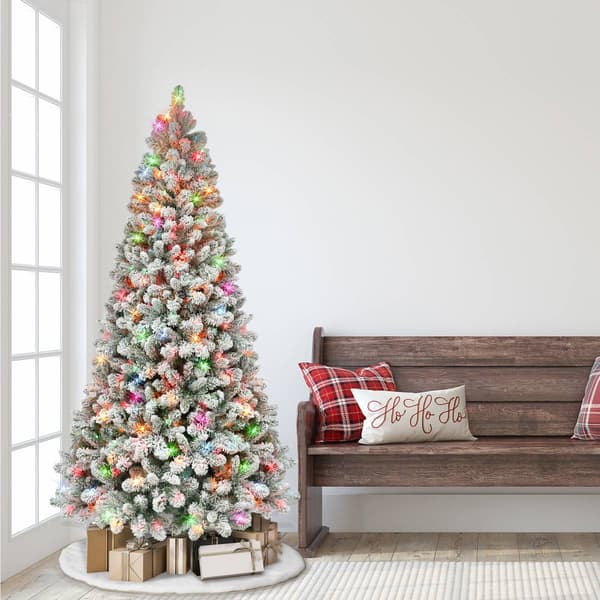 Puleo International 6.5ft. Pre-lit Flocked Virginia Pine Tree