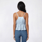 Juniors No Comment Peplum Eyelet Faux Button Down Tank Top - image 2