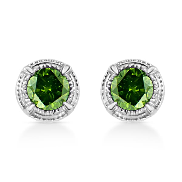 Radiant Rainbow&#40;tm&#41; 1/3ctw. Green Diamond Stud Earrings - image 