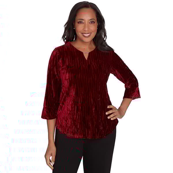 Womens Alfred Dunner Runway Ready Knit Crushed Velvet Top