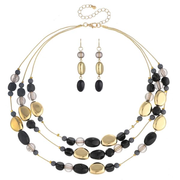 Ashley Cooper&#40;tm&#41; 3 Row Beaded Necklace & Earring Set - image 