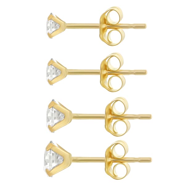 10kt. Yellow Gold CZ 4pr. Stud Earrings