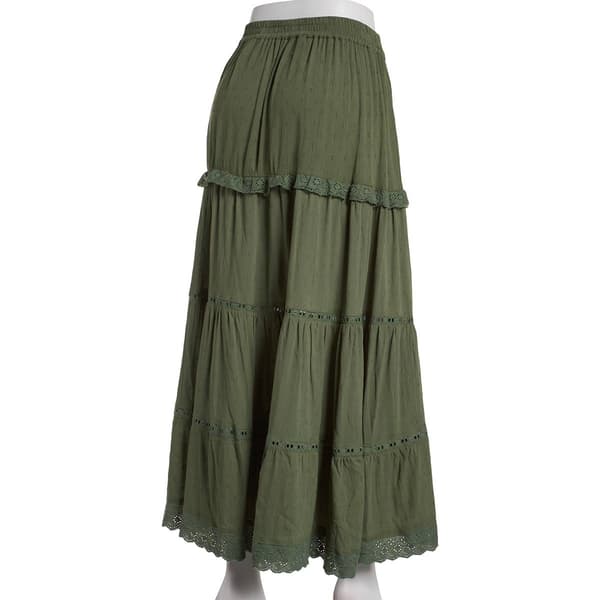 Juniors Angie High Slit Tier Eyelet Maxi Skirt