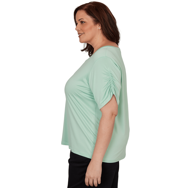 Plus Size Emaline Verde Grove II Short Ruch Sleeve Blouse
