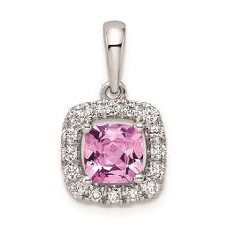 Pure Fire 14kt. White Gold Lab Created Pink Sapphire Halo Pendant
