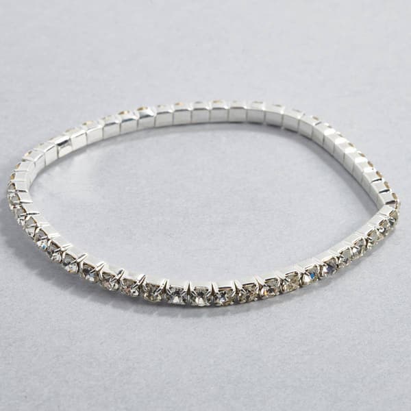 Rosa Rhinestones Silver-Tone Single Row Stretch Bracelet - image 