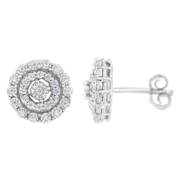 Haus of Brilliance 10kt. White Gold 1/2ctw. Halo Diamond Earrings