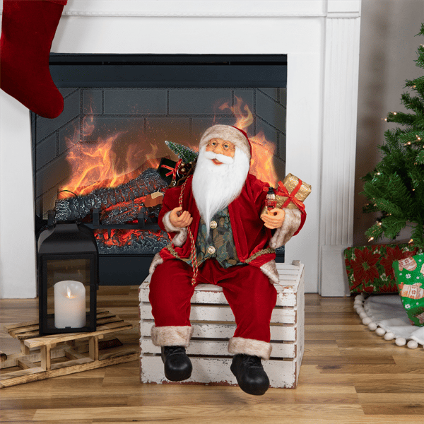 Northlight Sitting Santa Claus with Presents Christmas Figure
