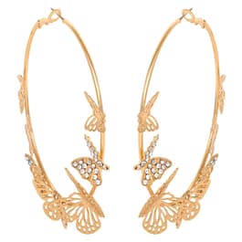 Jessica Simpson Yellow Gold Butterfly Hoop Earrings