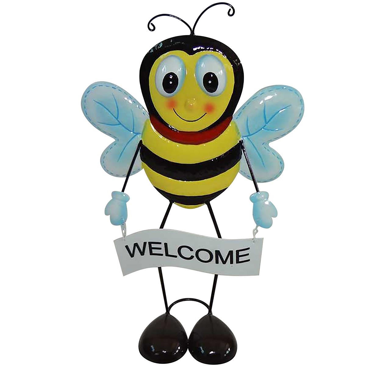 Metal Bee with a Welcome Sign