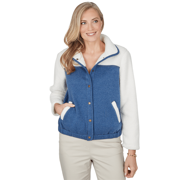 Petite Alfred Dunner Sunset Ridge Denim & Sherpa Bomber Jacket