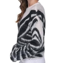 Womens DKNY Long Sleeve Brushed Abstract Zebra Sweater