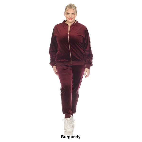 Plus Size White Mark 2pc. Tracksuit Set w/ Faux Leather Stripe