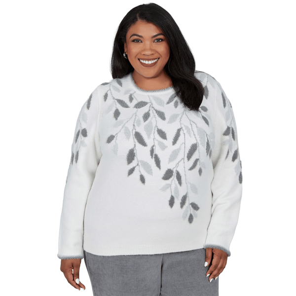 Plus Size Alfred Dunner Vail Falling Winter Leaves Sweater - image 