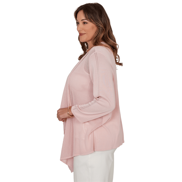 Plus Size Emaline Key Items 3/4 Sleeve Drape Front Cardigan