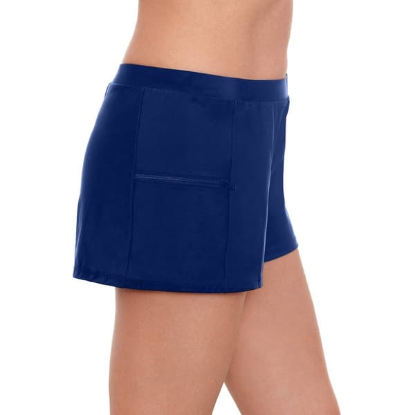Plus Size American Beach Solid Double Zip Pocket Swim Shorts