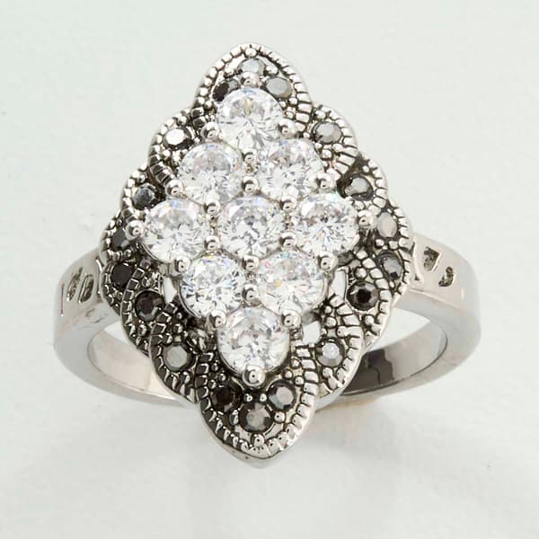 Ashley Cooper(tm) Silver Marcasite Cluster Shield Ring - image 