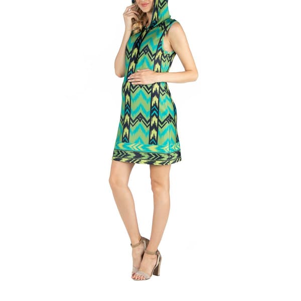 Womens 24/7 Comfort Apparel Hooded Chevron Maternity Sheath Dress