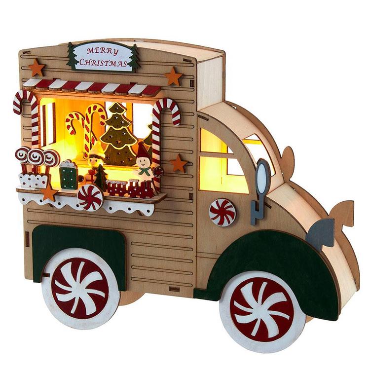 Kurt Adler 10in Lit Merry Christmas Gingerbread Truck
