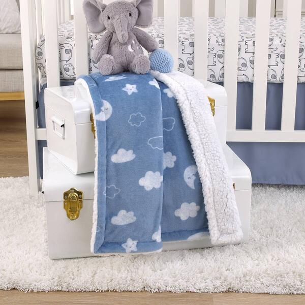Carters(R) Blue Elephant Super Soft Sherpa Baby Blanket - image 