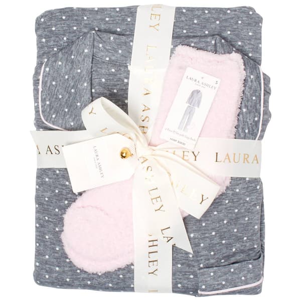 Womens Laura Ashley&#174; Long Sleeve Dot Pajama Set with Socks