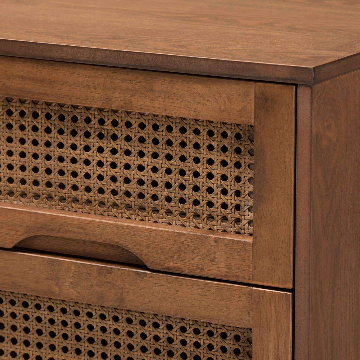 Baxton Studio Barrett Walnut Brown Wood 2-Drawer Nightstand