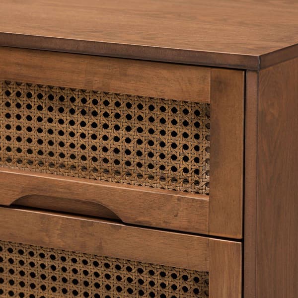 Baxton Studio Barrett Walnut Brown Wood 2-Drawer Nightstand