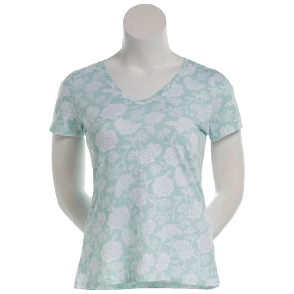 Plus Size Architect(R) Short Sleeve V Neck Vine Floral Tee