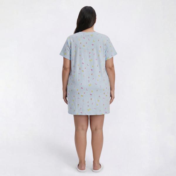 Plus Size Jaclyn Short Sleeve Ditsy Scoop Neck Nightshirt