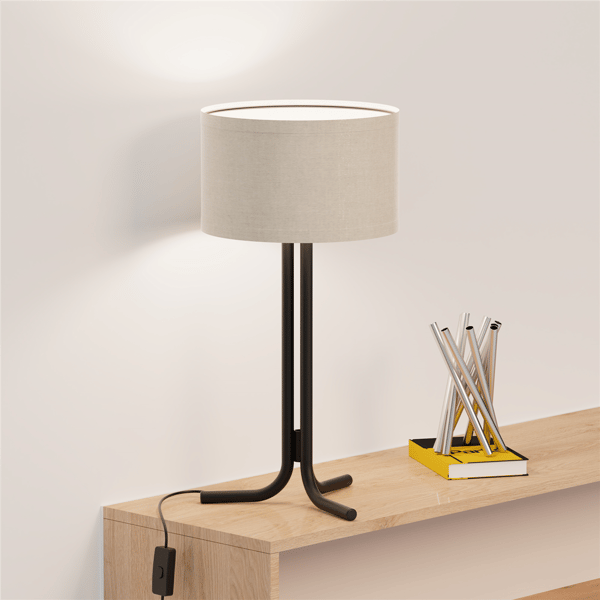 Infibrite 20in Classic Elegance Table Lamp with Cylindrical Shade