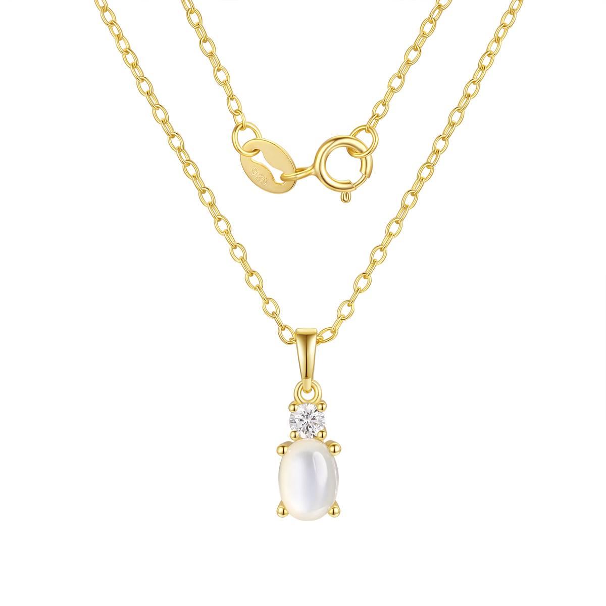 June Birthstone Mother of Pearl & CZ Pendant
