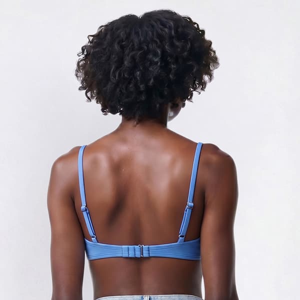 Womens Cupshe Solid Scalloped Bandeau Bralette Swim Top