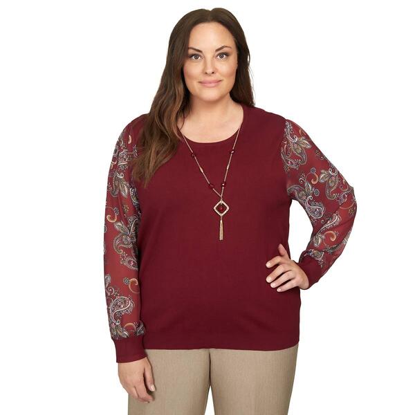 Plus Size Alfred Dunner Mulberry Street Paisley Sleeve Sweater - image 