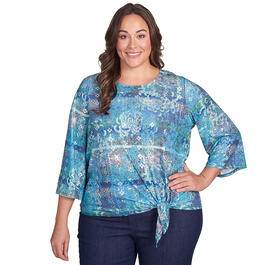 Plus Size Ruby Rd. Must Haves III Knit Plaid Foil Blouse