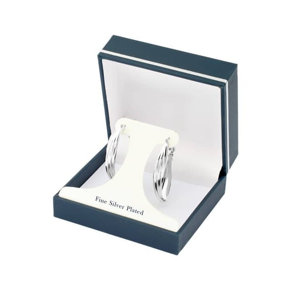 Silver Plated Marquis Twisted Hoop Earrings