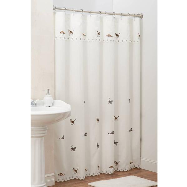 Embroidered Cats Shower Curtain with Valance - image 