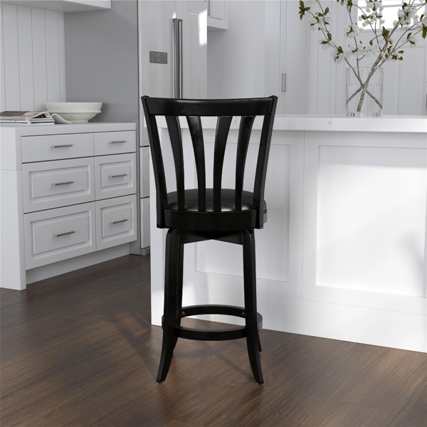 HH2 Home Savana Black Wood Counter Height Swivel Stool