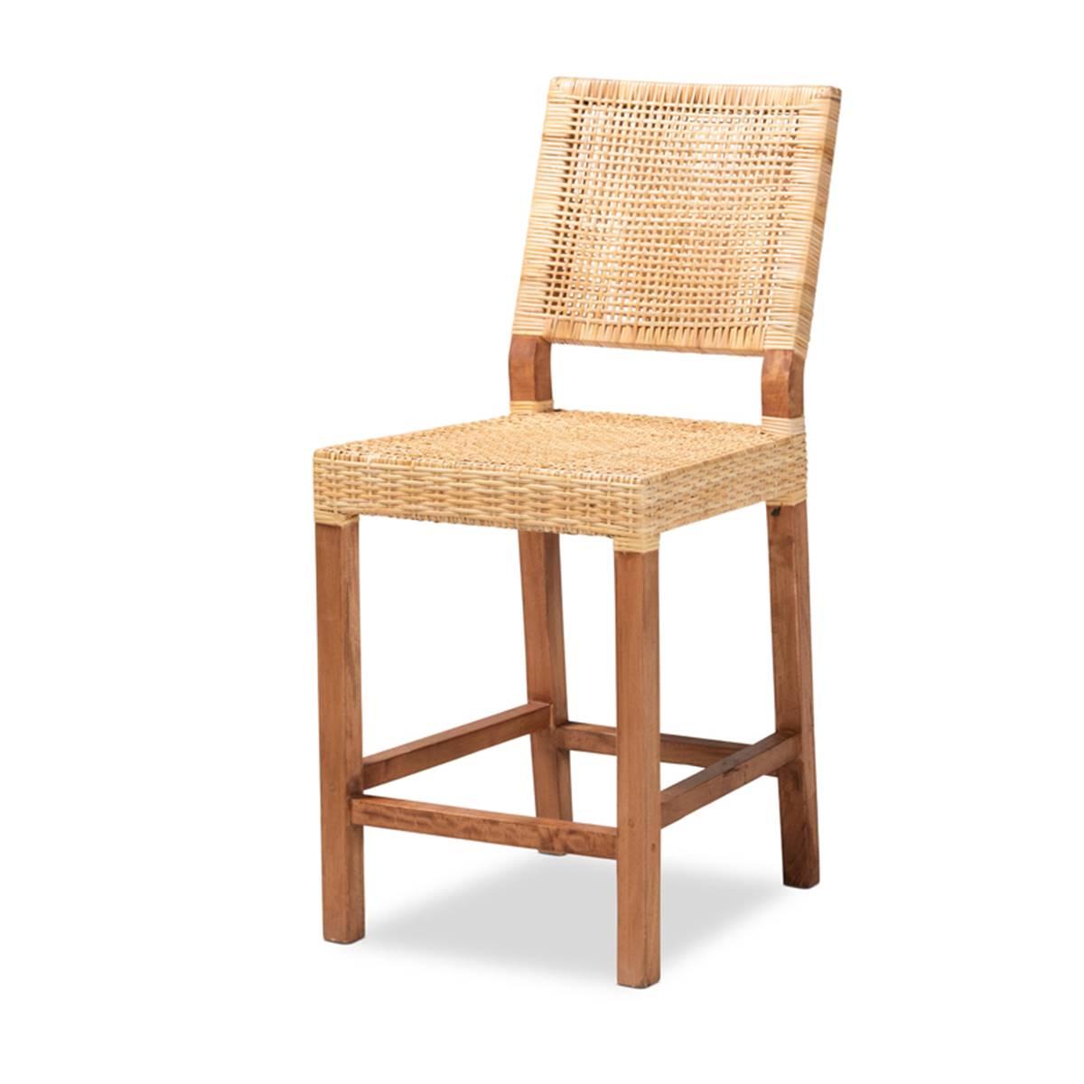 Baxton Studio Lesia Walnut Brown Finished Wood Counter Stool