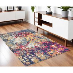 9th & Pike® Teal & Gold Abstract Rectangular Area Rug