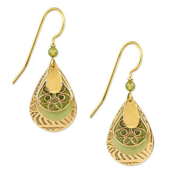 Silver Forest Gold-Tone 4 Layer Teardrop Earrings - image 