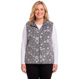 Plus Size Hasting & Smith Snowflakes Vest with Sherpa Trim