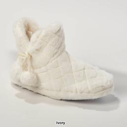 Womens Capelli New York Quilted Faux Fur Boot Slippers