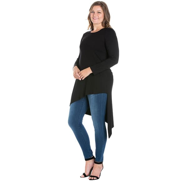 Plus Size 24/7 Comfort Apparel Asymmetrical Knee Length Tunic