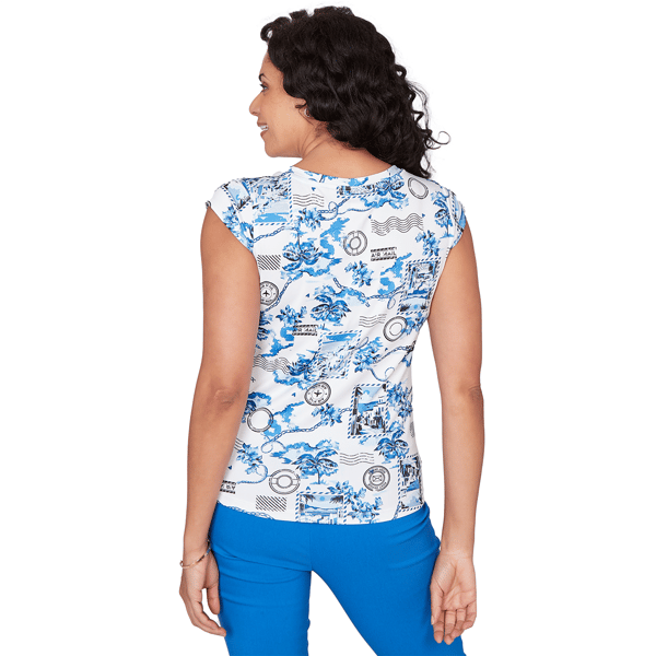 Petite Emaline Key Items Cap Sleeve Tropical Postcard Tee