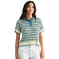 Womens CITY BLUES Short Sleeve Crochet Stripe Polo Sweater - image 1