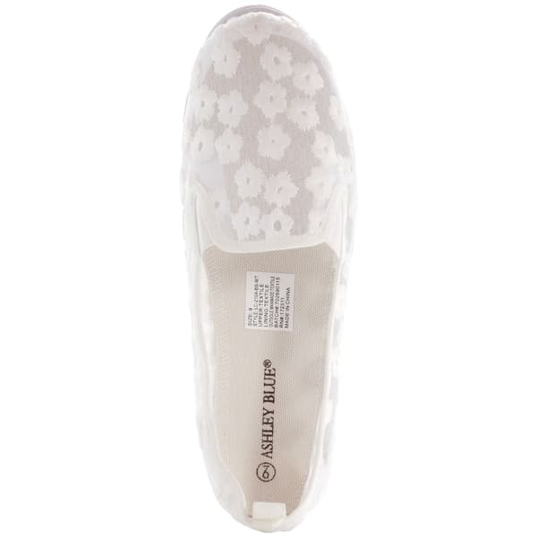 Womens Ashley Blue Canvas Lace Slip On Flats