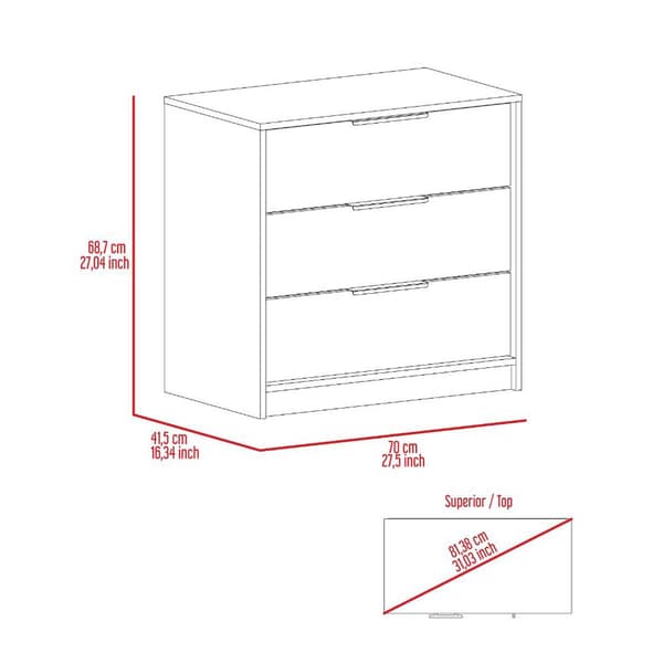 FM FURNITURE Washington 3 Drawer Dresser